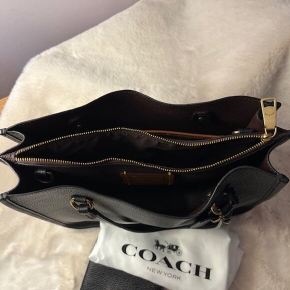 Coach - Black Refined Pebble Leather Tote & Wallet - Picture 7 of 8